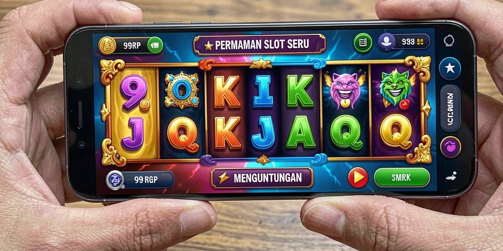 Screenshot gameplay 99RP menampilkan gulungan Slot yang penuh warna.