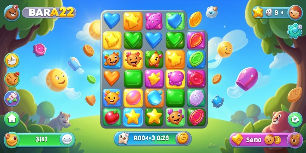 Screenshot BARA22 menampilkan gameplay menarik dalam genre Match-3.