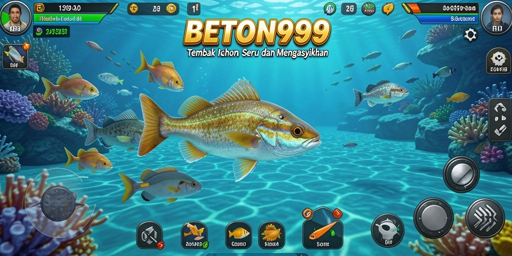 Screenshot BETON999 menampilkan aksi seru dalam menangkap ikan.