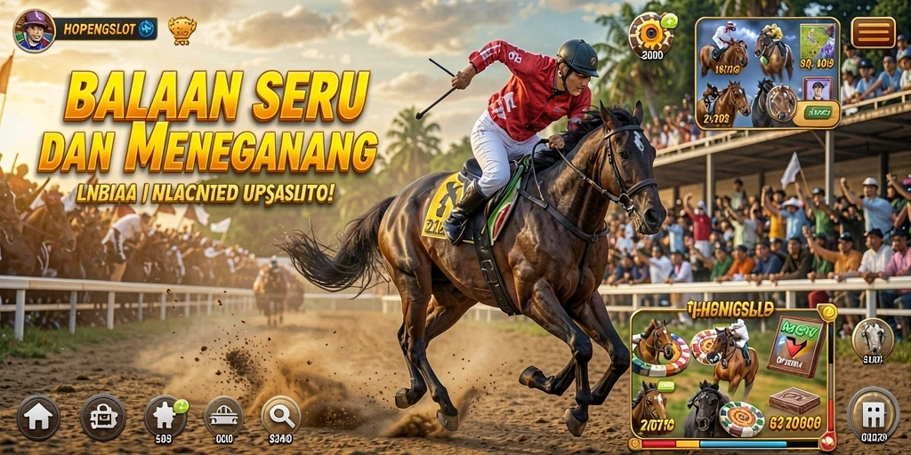 Tampilan utama gameplay HOPENGSLOT dengan balapan mendebarkan di trek.