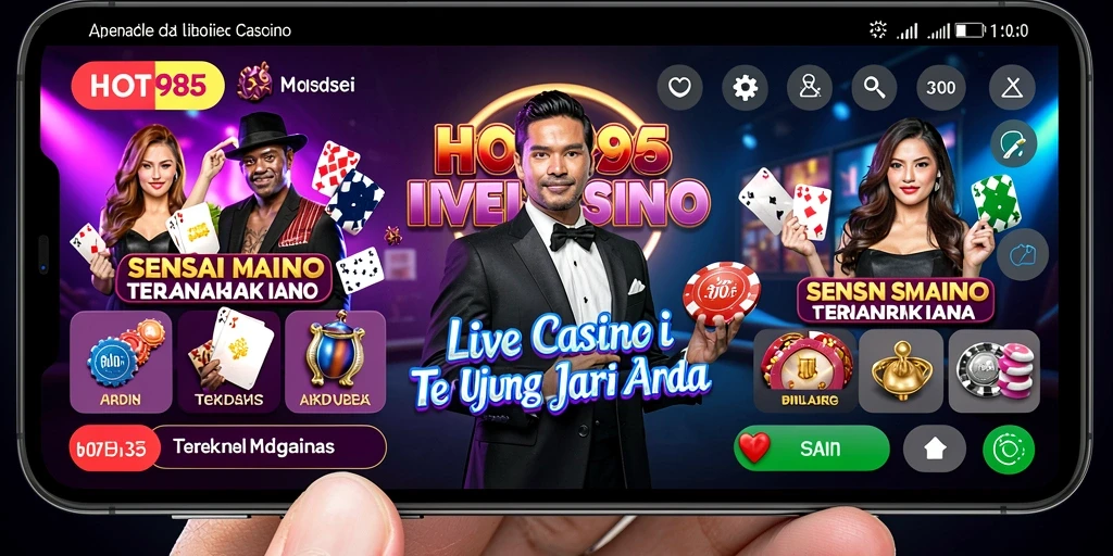 Gambar utama gameplay Live Casino dengan dealer langsung yang ramah.