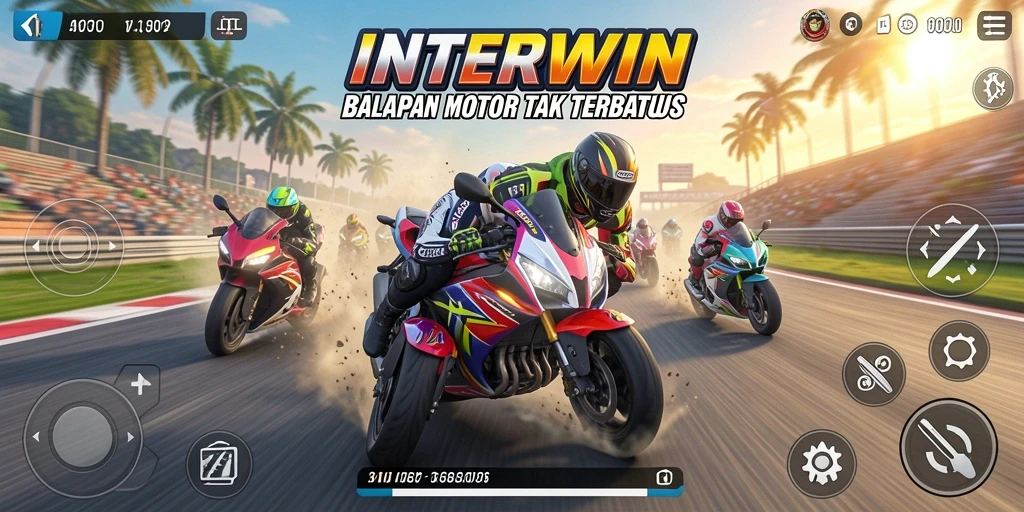Tampilan gameplay balapan motor yang mendebarkan dan menantang.