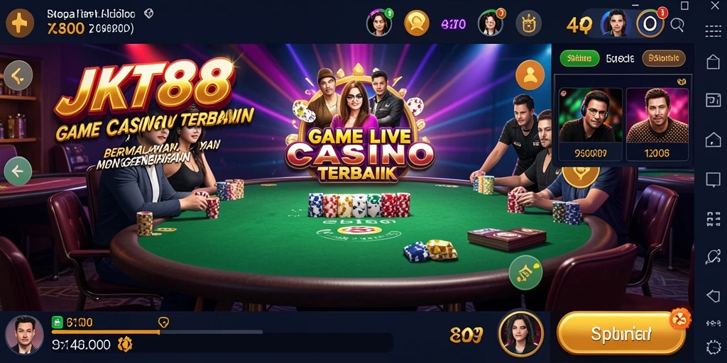 Screenshot gameplay JKT88 menampilkan dealer profesional di Live Casino.