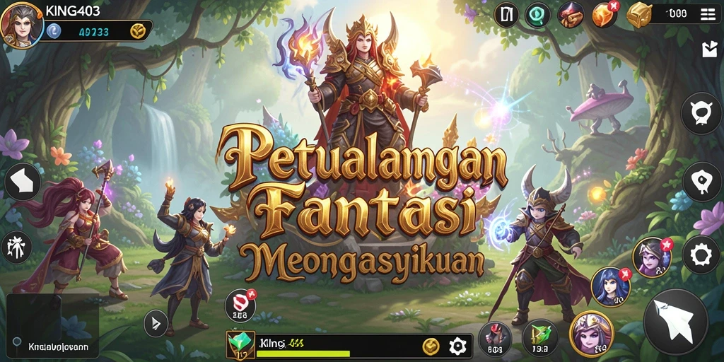 Screenshot KING403 menampilkan momen pertarungan yang epik dalam gameplay RPG.