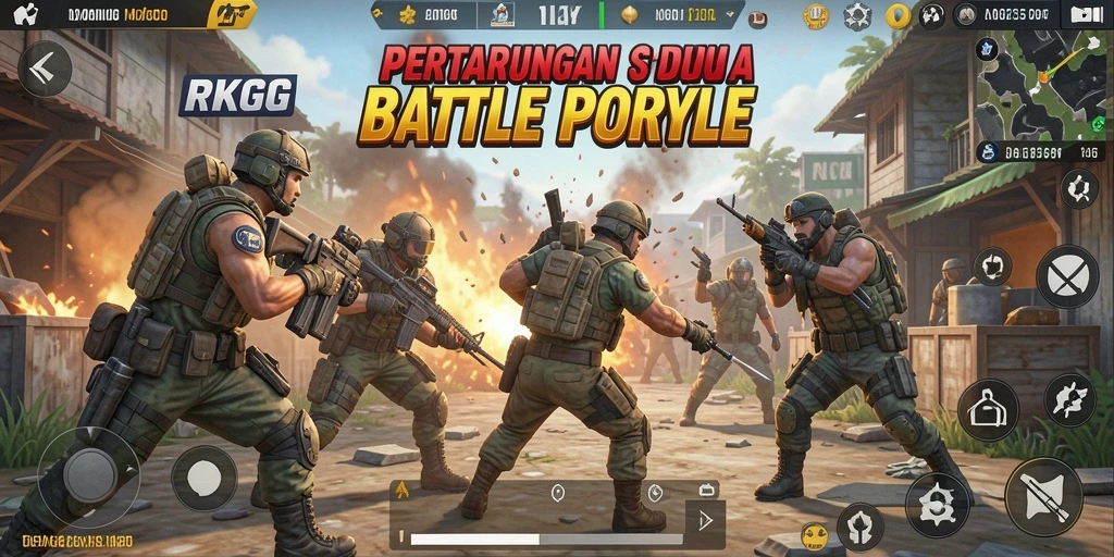 Tangkapan layar RKGG menunjukkan aksi mendebarkan dalam pertempuran Battle Royale.