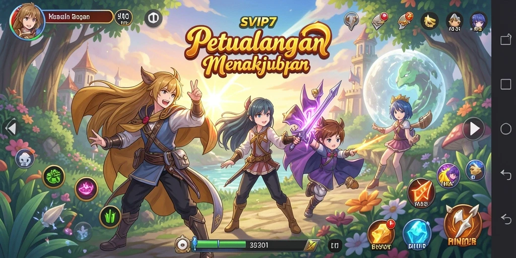 Tampilan gameplay SVIP7 dengan karakter anime yang action-packed.
