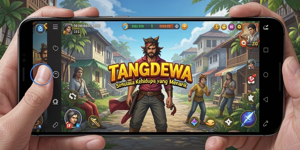 Screenshot gameplay TANGANDEWA menunjukkan interaksi di dunia virtual.