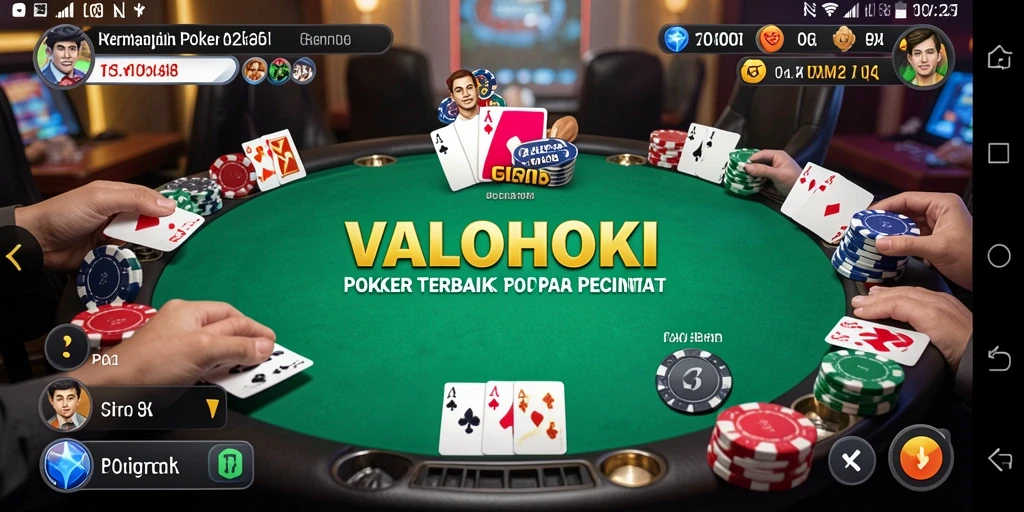 Screenshot gameplay VALOHOKI menunjukkan intensitas permainan Poker yang mendebarkan.