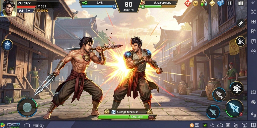Tangkapan layar gameplay ZORO77 menampilkan aksi strategi yang mendebarkan.